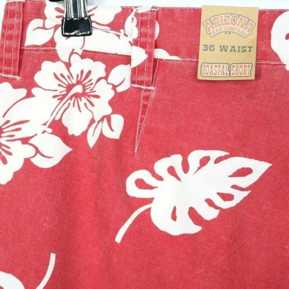 Arizona Coastal‎ Board Bermuda Shorts Red White Floral Hawaiian 36